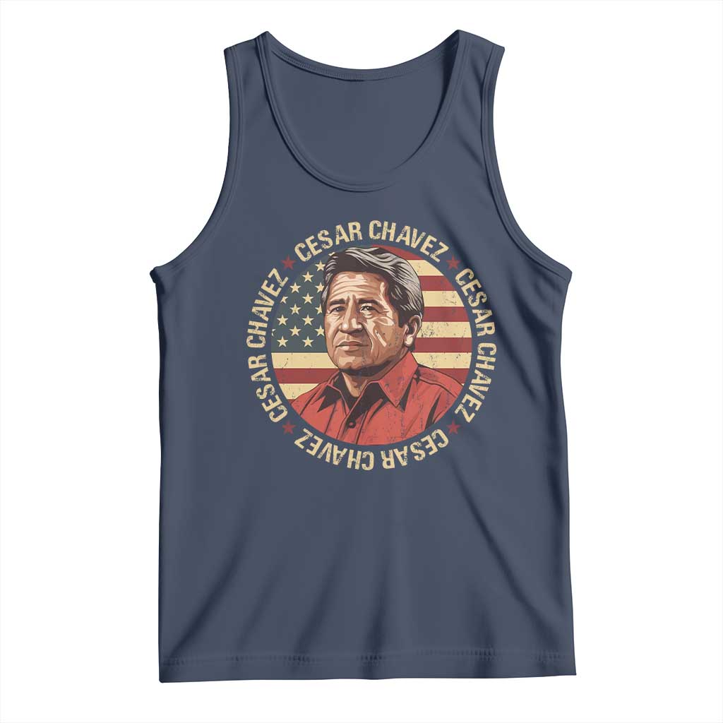 Cesar Chavez Tank Top March Holiday Hispanic Heritage American Map TS11 Navy Print Your Wear