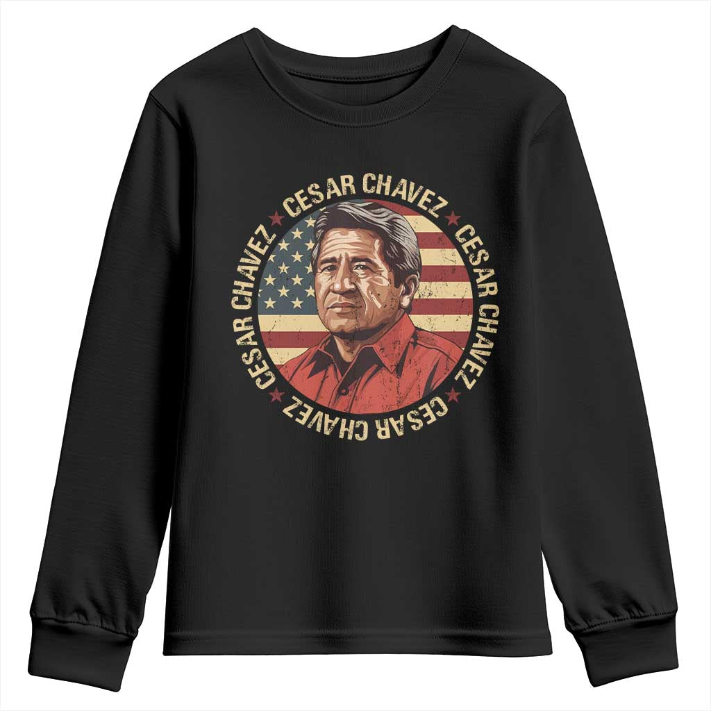 Cesar Chavez Youth Sweatshirt March Holiday Hispanic Heritage American Map TS11 Black Print Your Wear