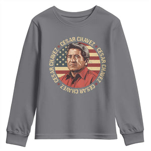 Cesar Chavez Youth Sweatshirt March Holiday Hispanic Heritage American Map TS11 Charcoal Print Your Wear