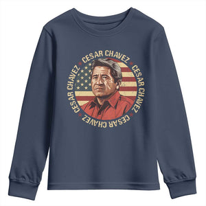 Cesar Chavez Youth Sweatshirt March Holiday Hispanic Heritage American Map TS11 Navy Print Your Wear