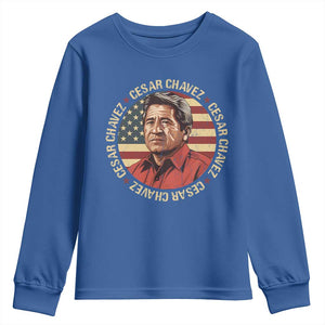 Cesar Chavez Youth Sweatshirt March Holiday Hispanic Heritage American Map TS11 Royal Blue Print Your Wear