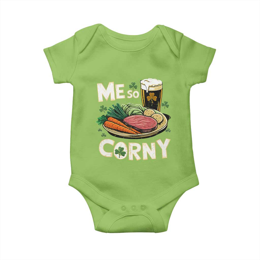 Funny St Patricks Day Me So Corny Baby Onesie Stout Irish Corned Beef TS11 Lime Print Your Wear