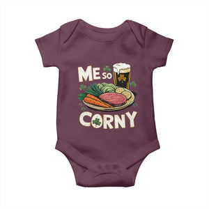 Funny St Patricks Day Me So Corny Baby Onesie Stout Irish Corned Beef TS11 Maroon Print Your Wear