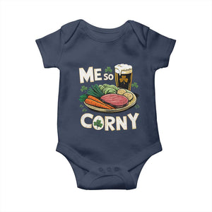 Funny St Patricks Day Me So Corny Baby Onesie Stout Irish Corned Beef TS11 Navy Print Your Wear
