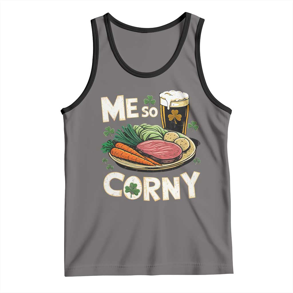 Funny St Patricks Day Me So Corny Tank Top Stout Irish Corned Beef TS11 Deep Heather Black Print Your Wear
