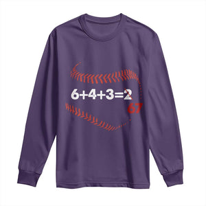 Funny 6432 67 Baseball Long Sleeve Shirt Double Play Outs Baseball Player TS11 Purple Print Your Wear