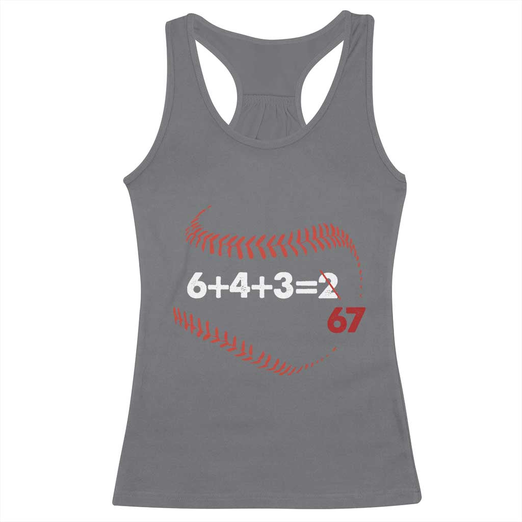 Funny 6432 67 Baseball Racerback Tank Top Double Play Outs Baseball Player TS11 Charcoal Print Your Wear