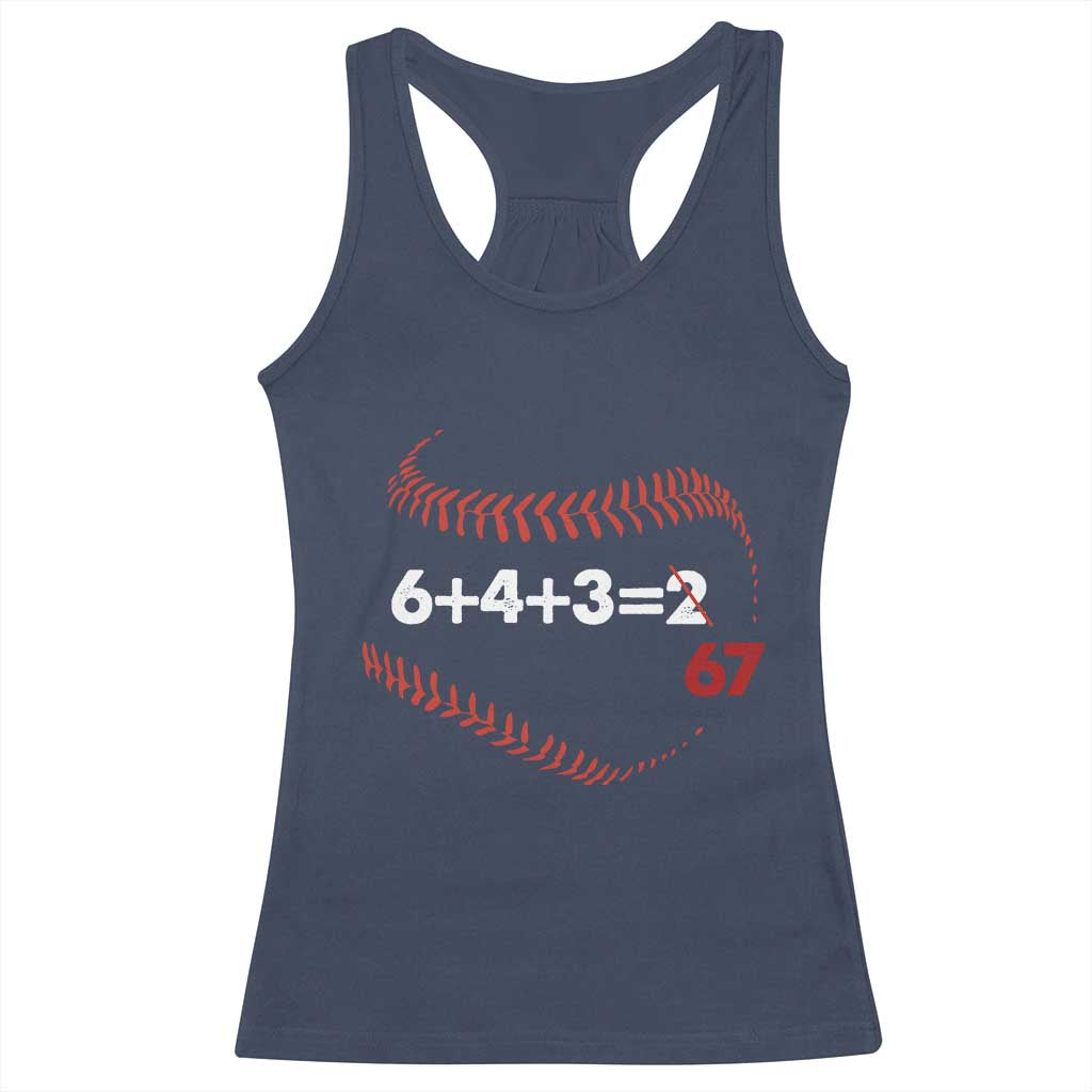 Funny 6432 67 Baseball Racerback Tank Top Double Play Outs Baseball Player TS11 Navy Print Your Wear