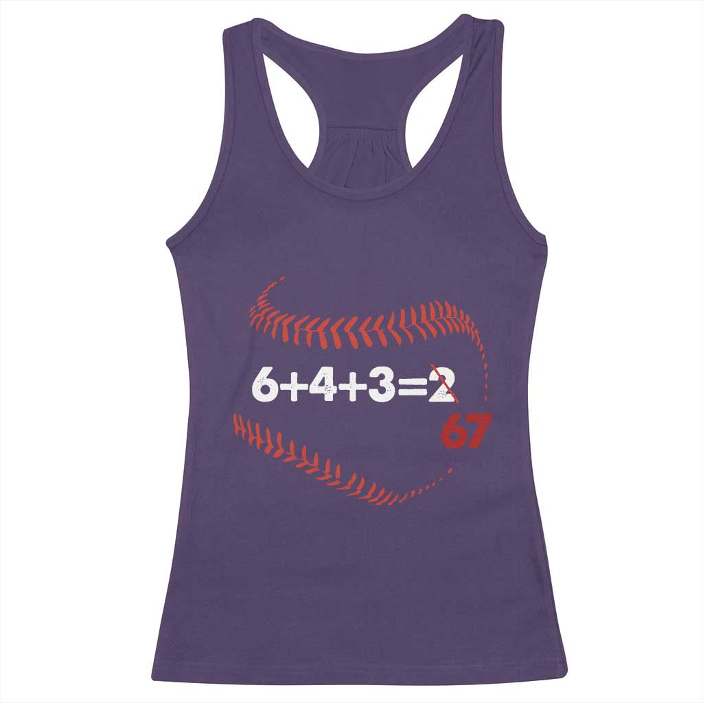 Funny 6432 67 Baseball Racerback Tank Top Double Play Outs Baseball Player TS11 Purple Print Your Wear