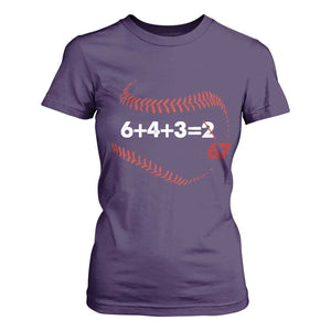 Funny 6432 67 Baseball T Shirt For Women Double Play Outs Baseball Player TS11 Purple Print Your Wear