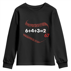 Funny 6432 67 Baseball Youth Sweatshirt Double Play Outs Baseball Player TS11 Black Print Your Wear