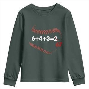 Funny 6432 67 Baseball Youth Sweatshirt Double Play Outs Baseball Player TS11 Dark Forest Green Print Your Wear
