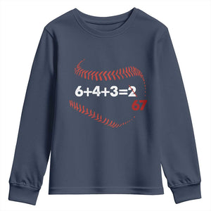 Funny 6432 67 Baseball Youth Sweatshirt Double Play Outs Baseball Player TS11 Navy Print Your Wear