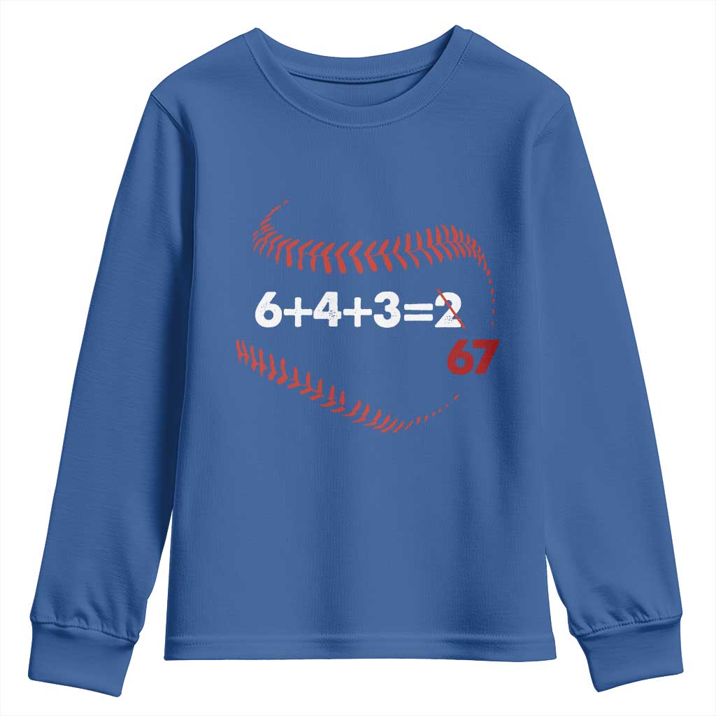 Funny 6432 67 Baseball Youth Sweatshirt Double Play Outs Baseball Player TS11 Royal Blue Print Your Wear