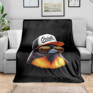 Funny Oriole Bird Wearing Baseball Cap Graphic Vintage Sport Throw Blanket TS11 Print Your Wear