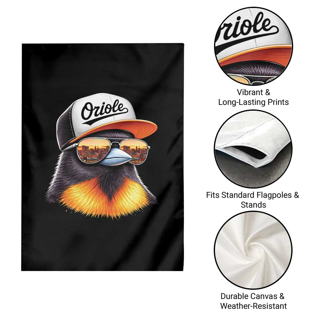 Funny Oriole Bird Wearing Baseball Cap Graphic Vintage Sport Garden Flag TS11 Print Your Wear