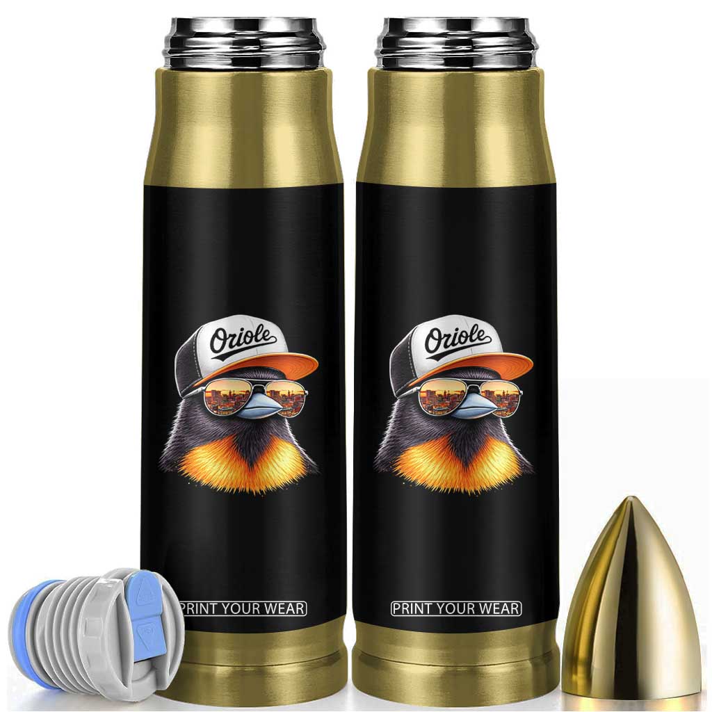 Funny Oriole Bird Wearing Baseball Cap Graphic Vintage Sport Bullet Tumbler TS11 Black Print Your Wear