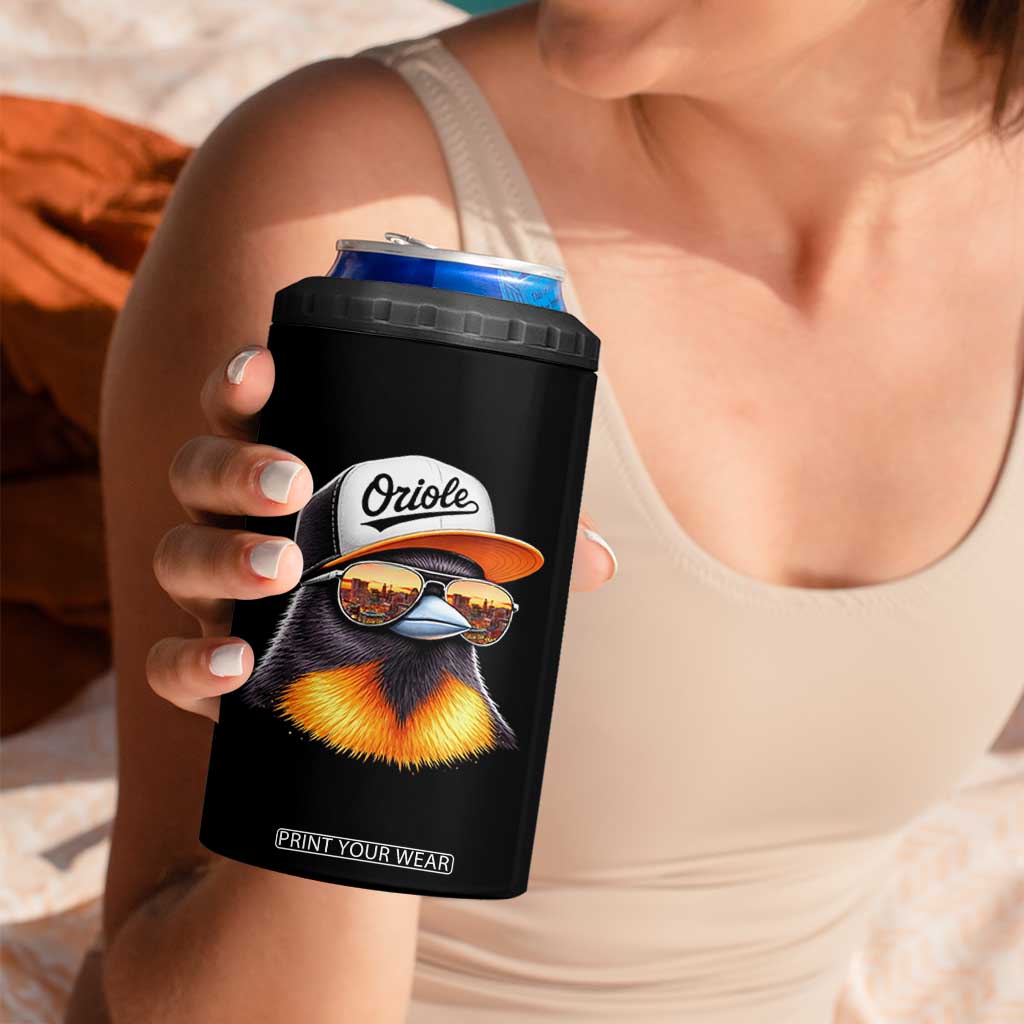 Funny Oriole Bird Wearing Baseball Cap Graphic Vintage Sport 4 in 1 Can Cooler Tumbler TS11 Print Your Wear