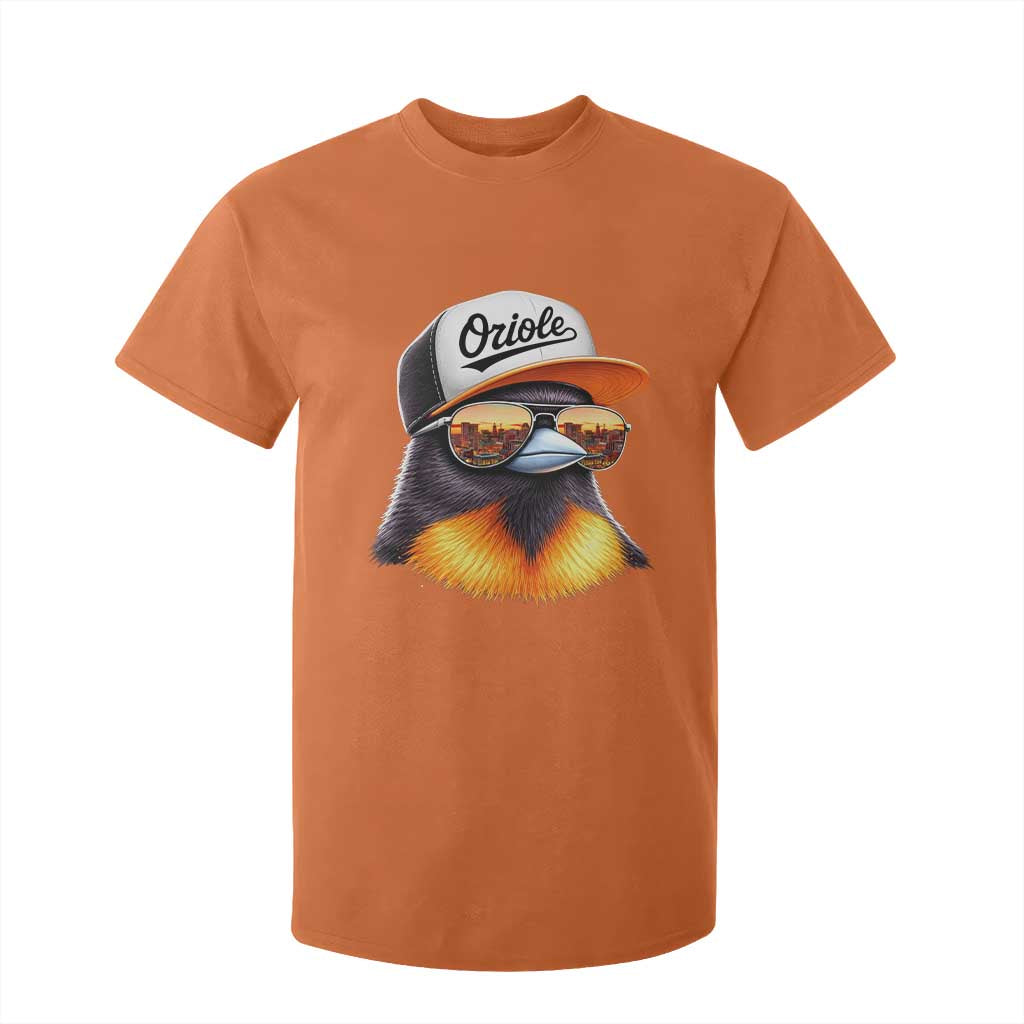 Funny Oriole Bird Wearing Baseball Cap Graphic Vintage Sport T Shirt For Kid TS11 Orange Print Your Wear