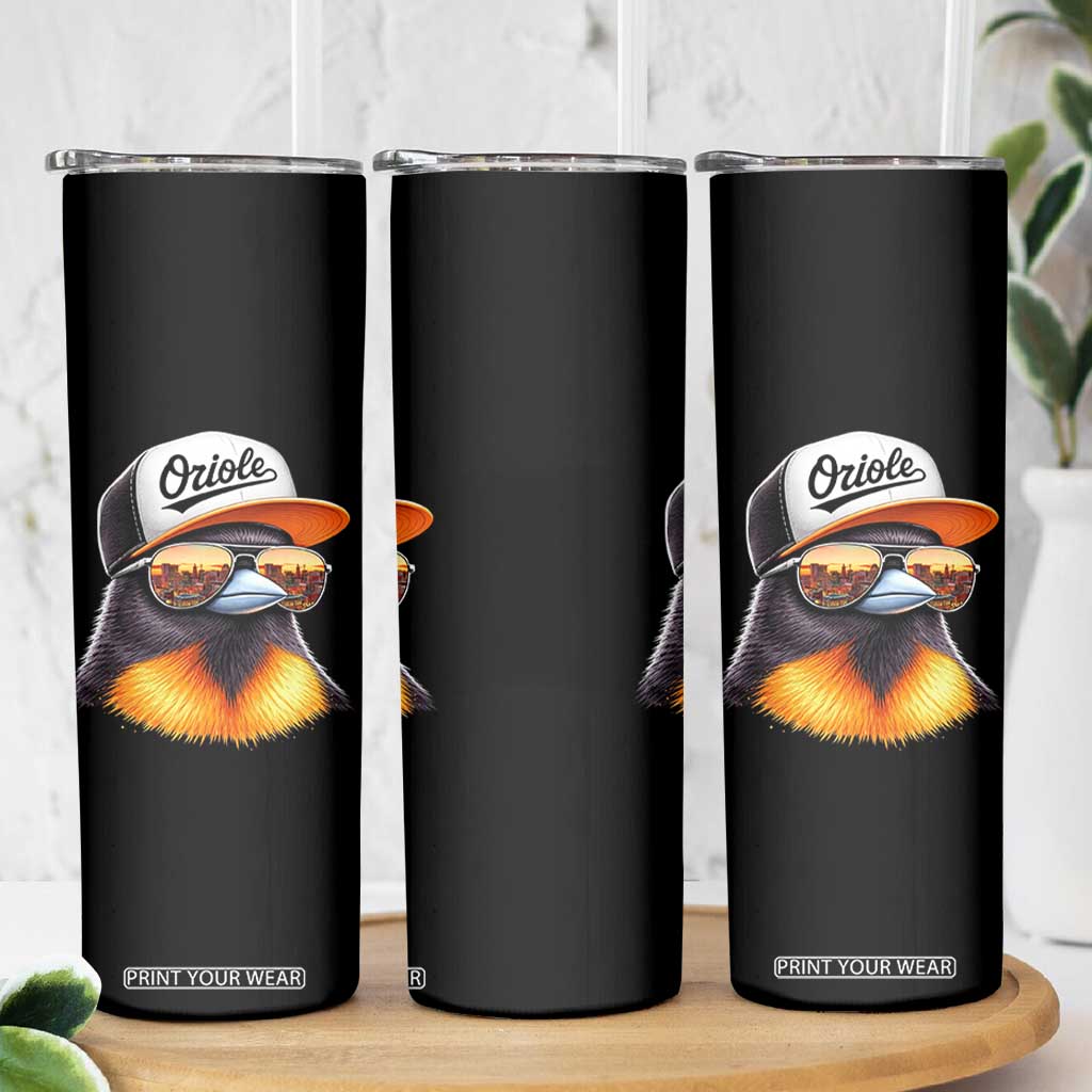 Funny Oriole Bird Wearing Baseball Cap Graphic Vintage Sport Skinny Tumbler TS11 Print Your Wear