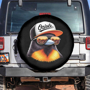 Funny Oriole Bird Wearing Baseball Cap Graphic Vintage Sport Spare Tire Cover TS11 No hole Black Print Your Wear