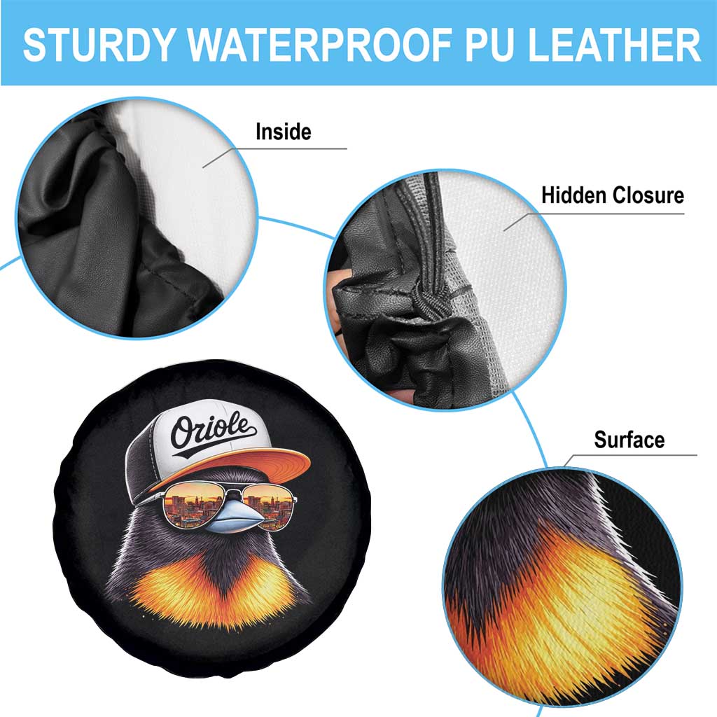 Funny Oriole Bird Wearing Baseball Cap Graphic Vintage Sport Spare Tire Cover TS11 Print Your Wear