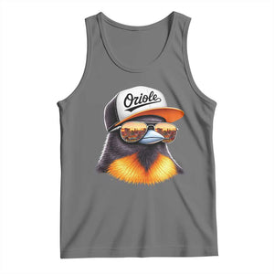 Funny Oriole Bird Wearing Baseball Cap Graphic Vintage Sport Tank Top TS11 Black Heather Print Your Wear
