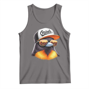 Funny Oriole Bird Wearing Baseball Cap Graphic Vintage Sport Tank Top TS11 Deep Heather Print Your Wear