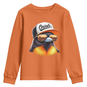 Funny Oriole Bird Wearing Baseball Cap Graphic Vintage Sport Youth Sweatshirt TS11 Orange Print Your Wear
