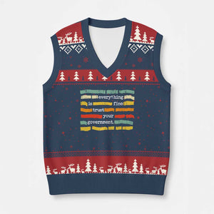 Everything Is Fine Trust Your Government V-Neck Knit Sweater Vest Retro Political Statement TS11 Navy Red Print Your Wear
