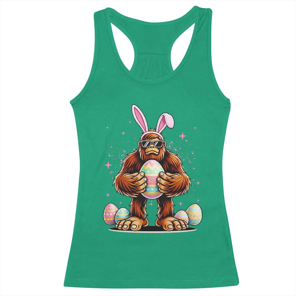 Funny Bigfoot Easter Day Bunny Sasquatch Egg Racerback Tank Top TS11 Irish Green Print Your Wear