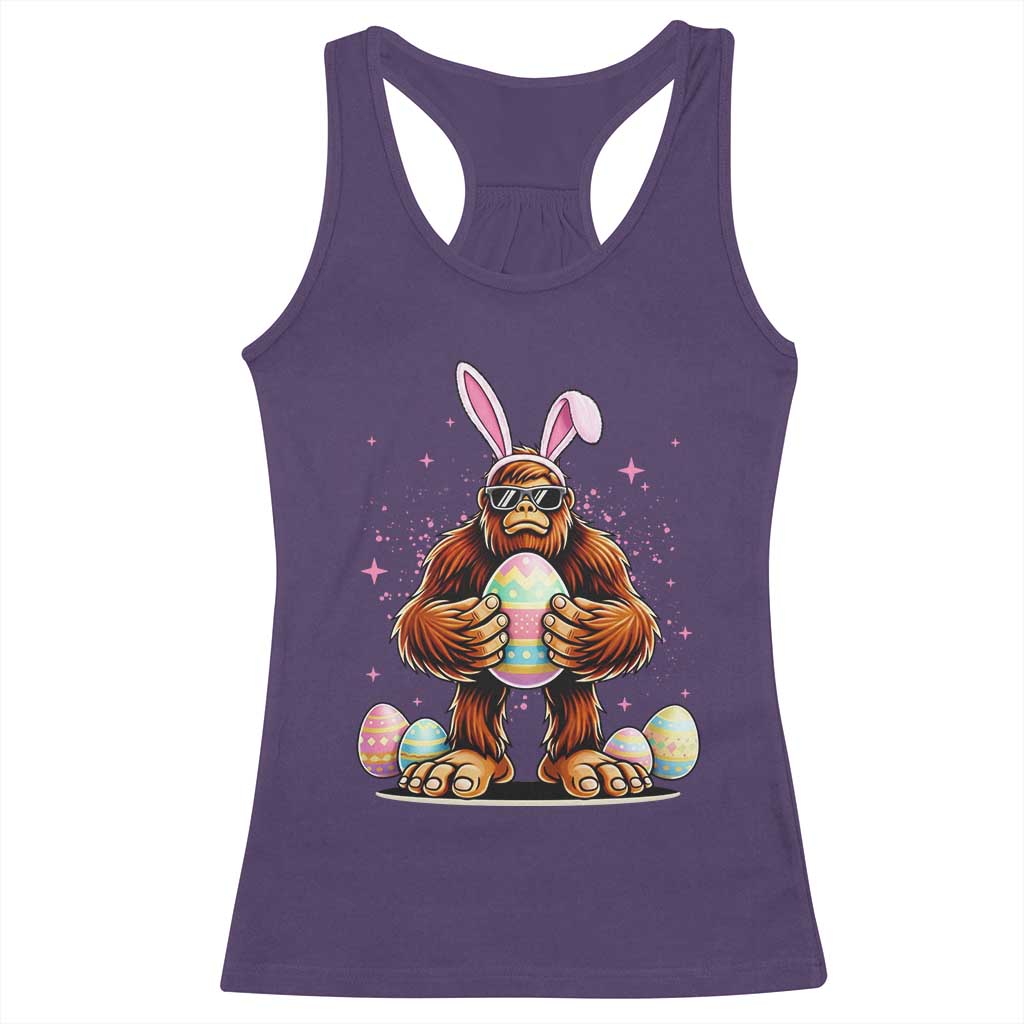 Funny Bigfoot Easter Day Bunny Sasquatch Egg Racerback Tank Top TS11 Purple Print Your Wear