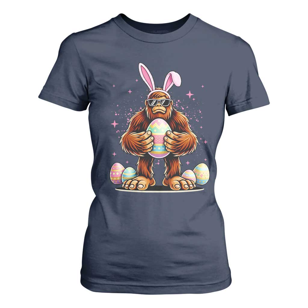 Funny Bigfoot Easter Day Bunny Sasquatch Egg T Shirt For Women TS11 Navy Print Your Wear