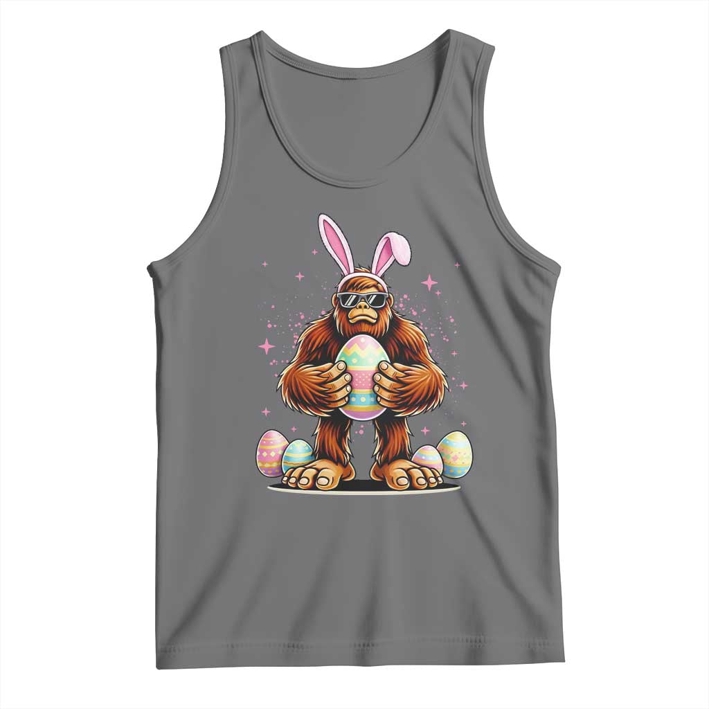 Funny Bigfoot Easter Day Bunny Sasquatch Egg Tank Top TS11 Black Heather Print Your Wear