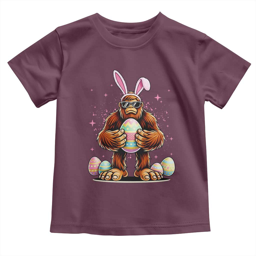 Funny Bigfoot Easter Day Bunny Sasquatch Egg Toddler T Shirt TS11 Maroon Print Your Wear