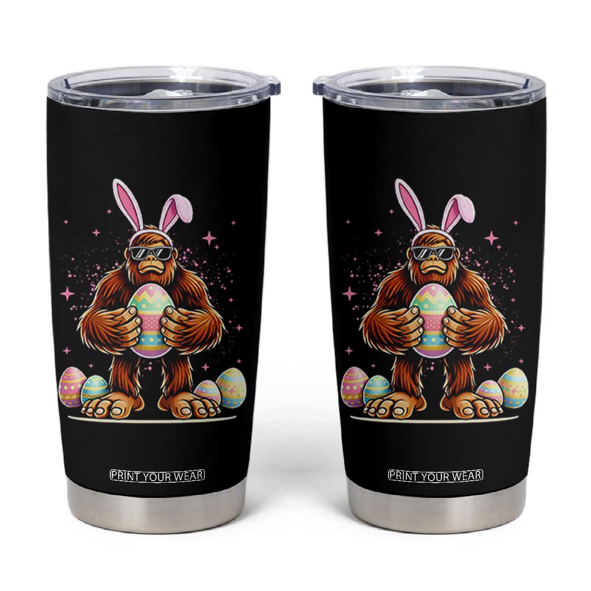 Funny Bigfoot Easter Day Bunny Sasquatch Egg Tumbler Cup TS11 Black Print Your Wear
