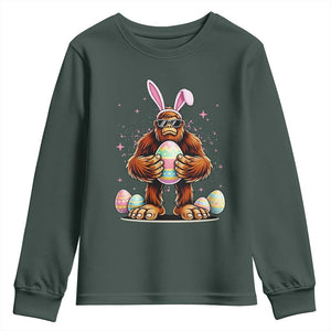 Funny Bigfoot Easter Day Bunny Sasquatch Egg Youth Sweatshirt TS11 Dark Forest Green Print Your Wear