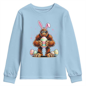 Funny Bigfoot Easter Day Bunny Sasquatch Egg Youth Sweatshirt TS11 Light Blue Print Your Wear