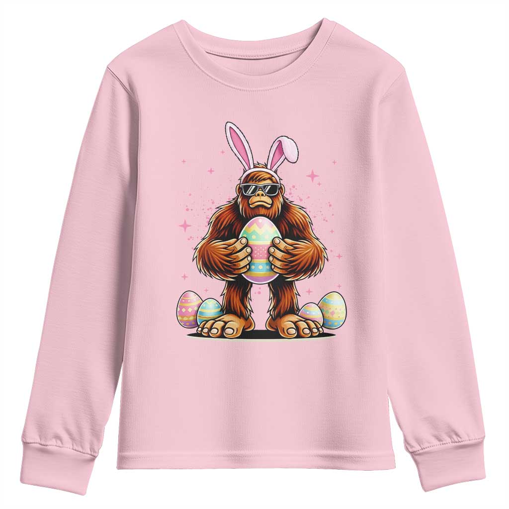 Funny Bigfoot Easter Day Bunny Sasquatch Egg Youth Sweatshirt TS11 Light Pink Print Your Wear
