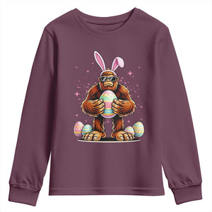 Funny Bigfoot Easter Day Bunny Sasquatch Egg Youth Sweatshirt TS11 Maroon Print Your Wear