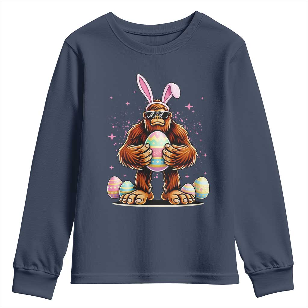 Funny Bigfoot Easter Day Bunny Sasquatch Egg Youth Sweatshirt TS11 Navy Print Your Wear