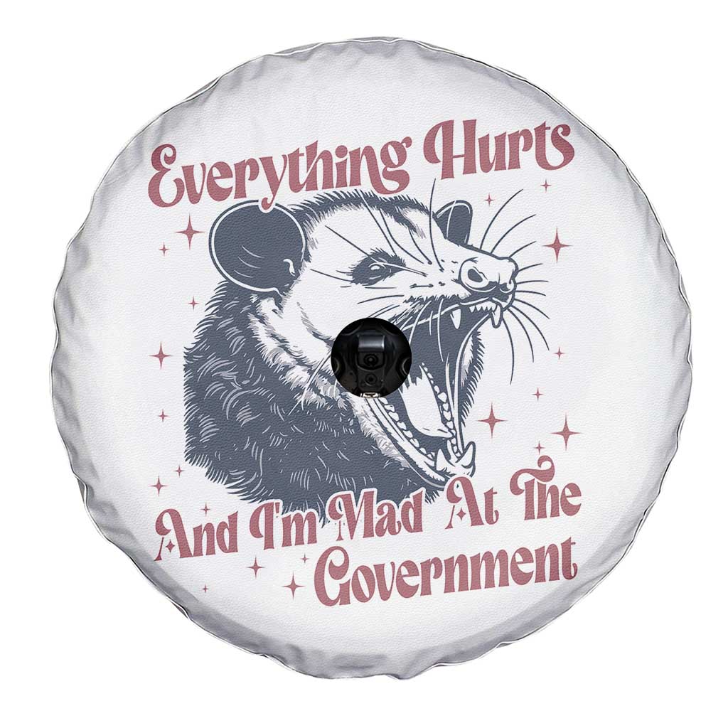 Everything Hurts And I Am Mad At The Government Spare Tire Cover Funny Burnout Possum TS11 Print Your Wear
