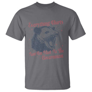 Everything Hurts And I Am Mad At The Government T Shirt Funny Burnout Possum TS11 Charcoal Print Your Wear