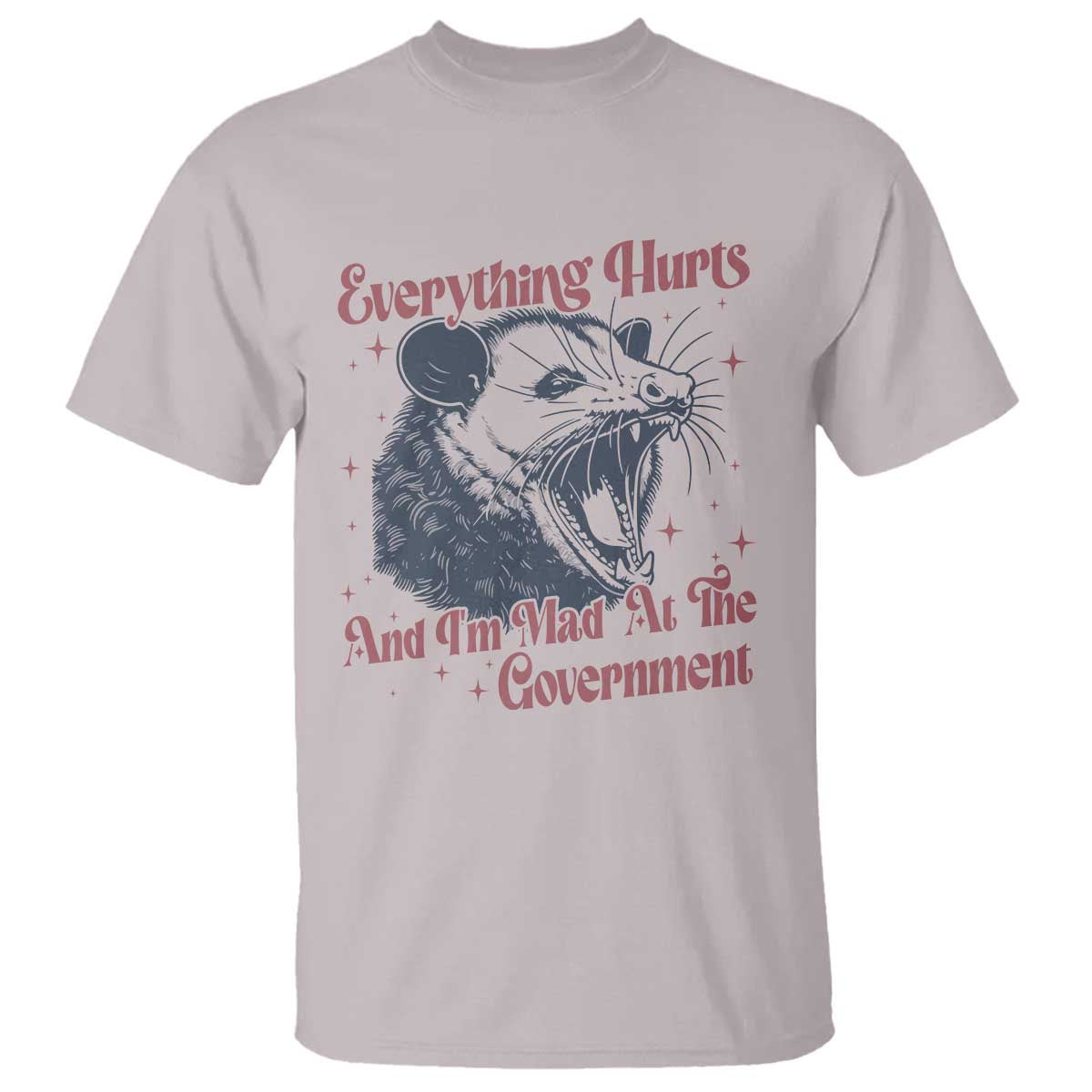 Everything Hurts And I Am Mad At The Government T Shirt Funny Burnout Possum TS11 Ice Gray Print Your Wear