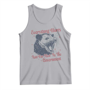 Everything Hurts And I Am Mad At The Government Tank Top Funny Burnout Possum TS11 Athletic Heather Print Your Wear
