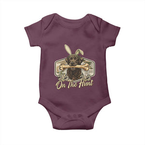 Funny Egg Hunter Baby Onesie On The Hunt Camo Easter Labrador Dog TS11 Maroon Print Your Wear