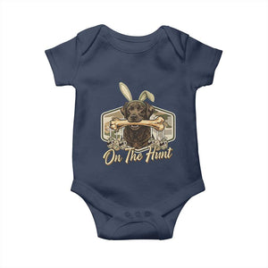 Funny Egg Hunter Baby Onesie On The Hunt Camo Easter Labrador Dog TS11 Navy Print Your Wear
