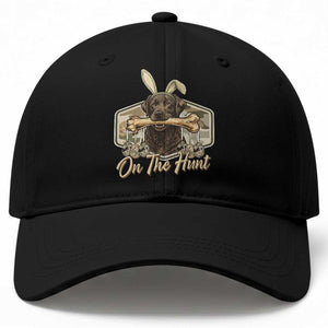 Funny Egg Hunter Baseball Cap On The Hunt Camo Easter Labrador Dog