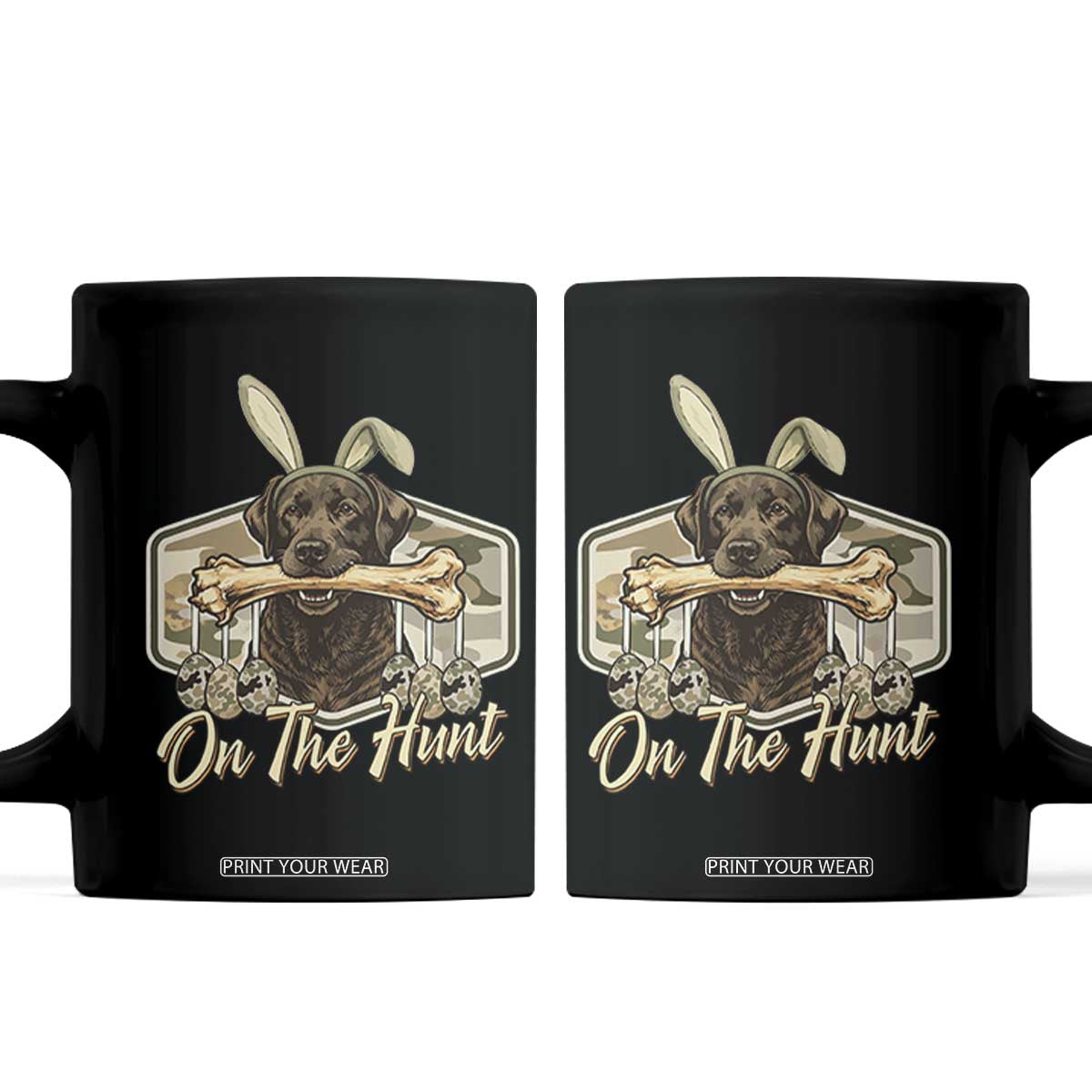 Funny Egg Hunter Coffee Mug On The Hunt Camo Easter Labrador Dog TS11 Black Print Your Wear