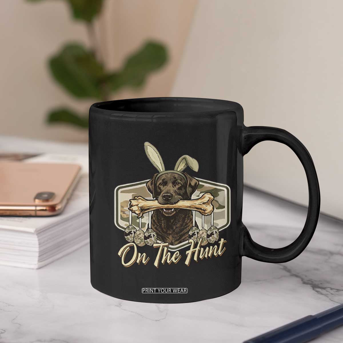 Funny Egg Hunter Coffee Mug On The Hunt Camo Easter Labrador Dog TS11 Print Your Wear